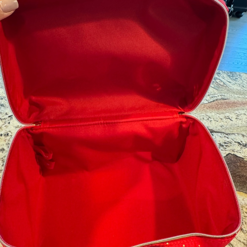 Estee Lauder Red Satin and Sparkle Cosmetic Case - Picture 2 of 3